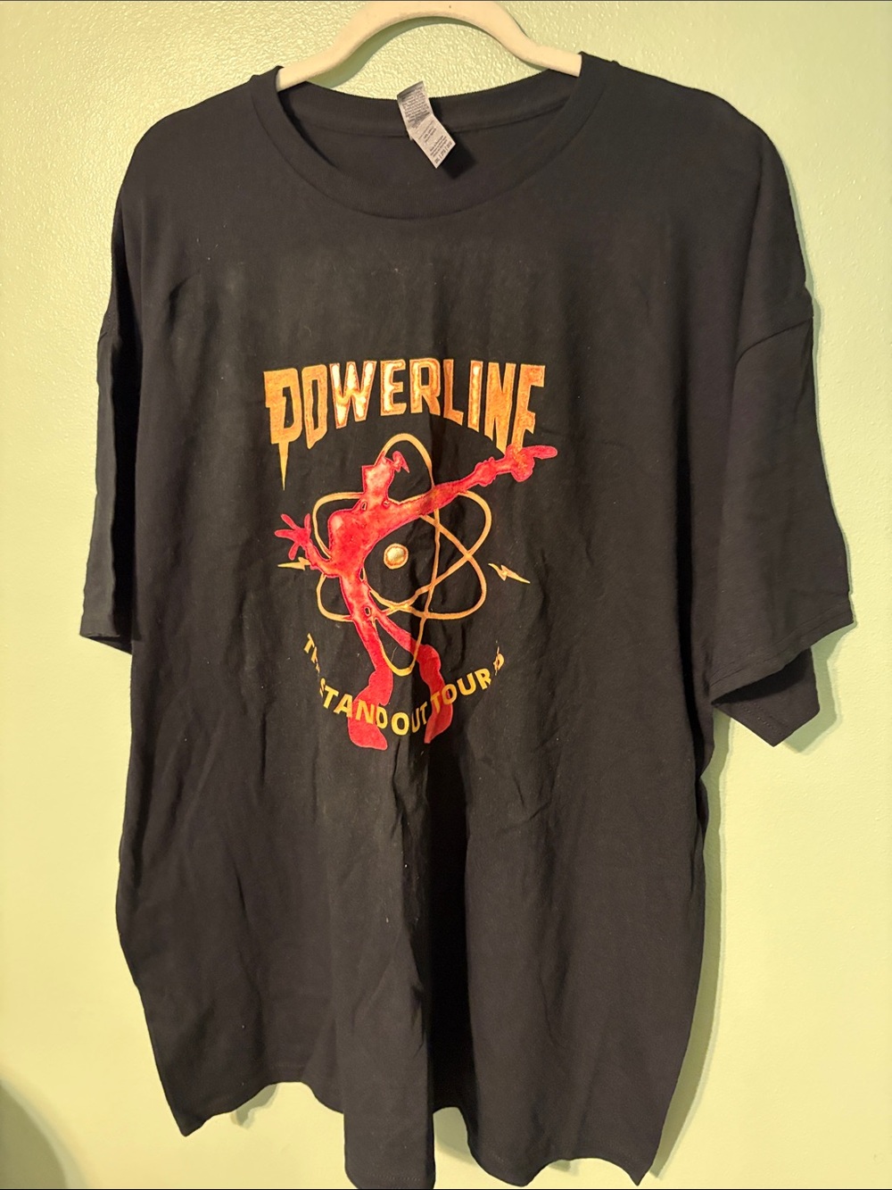 Gildan Black Short Sleeve Tee with Red and Gold Powerline Graphic